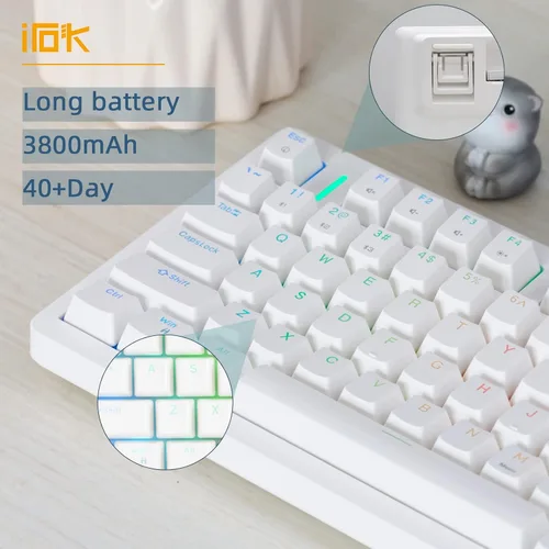 Vista 2 de FE75Pro Teclado mecánico intercambiable en caliente, teclado inalámbrico TKL 75% RGB personalizable retroiluminado