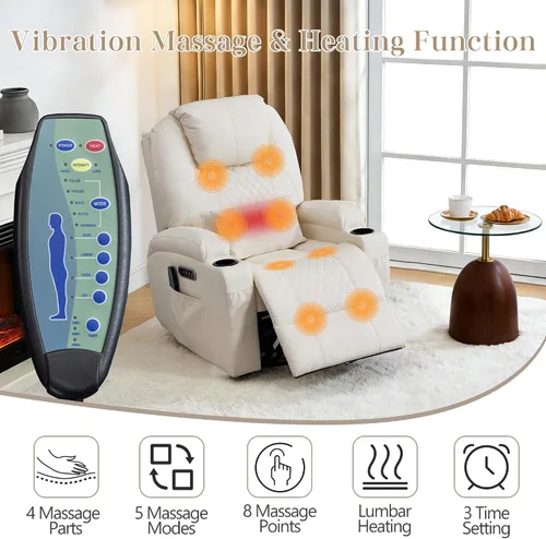 Vista 5 de AHMED Silla reclinable giratoria de doble motor, color beige, juego de 2