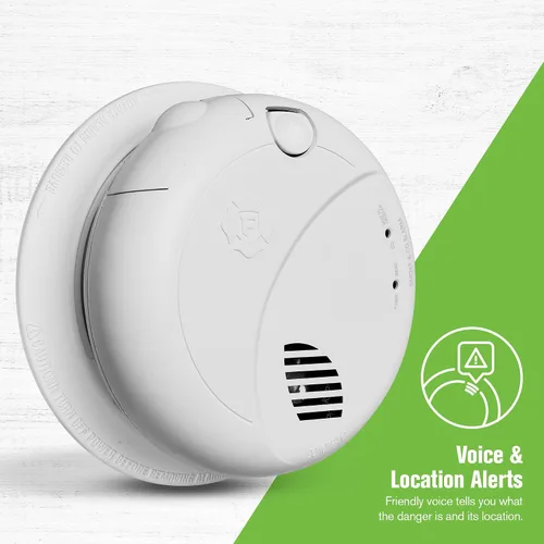 Vista 3 de First Alert BRK Interconnect - Alarma combinada de humo y monóxido de carbono con batería de reserva y alertas de voz, 1 paquete