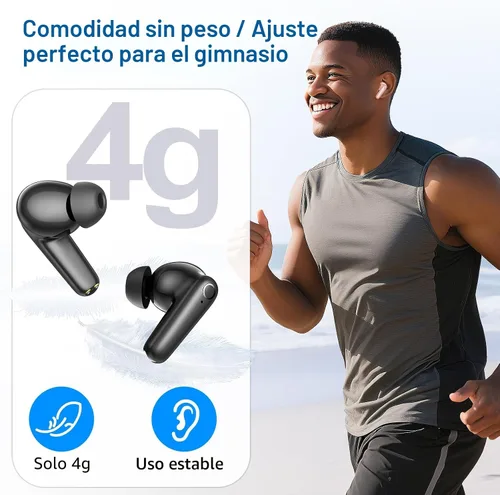Vista 4 de kurdene Auriculares Inalámbricos Bluetooth 5.4 Auriculares 60H Tiempo de Reproducción Graves Profundos Estéreo Auriculares con Micrófono Cómodos