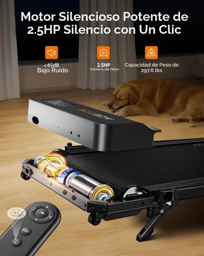 Vista 6 de Acezoe Walking Pad with 10% Incline & Dual LED Display,4 in 1 Foldable Treadmill for Home Small Office, Compact Under Desk Treadmill with Handle
