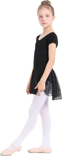 Vista 4 de danswan Leotardos de manga larga con falda de ballet, vestidos de baile, traje de tutú para niñas pequeñas