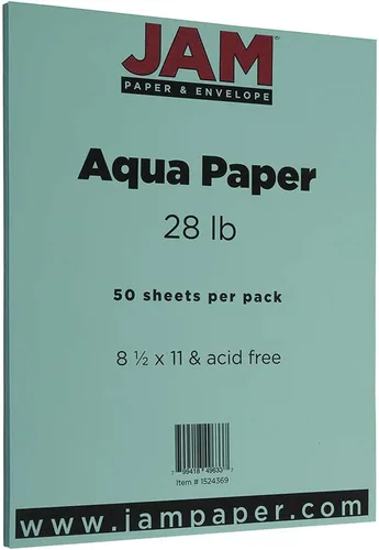 Vista 2 de Papel JAM Paper®, medidas 8 1/2 x 11, base de 28 libras, Agua (Aqua)