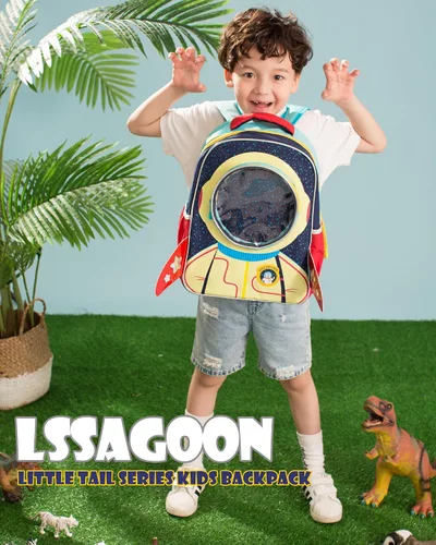 Vista 2 de LSSAGOON Mochila para niñas y niños, mochila para libros para niños de 2 a 12 años, lista para volver a la escuelacumpleañosregalos de Navidad, Azul