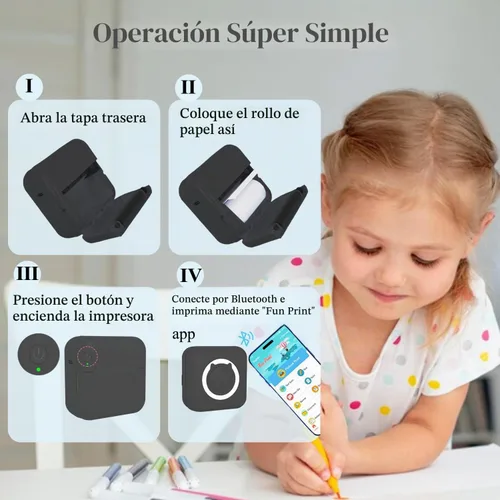 Vista 5 de Mini Impresora Térmica de Pegatinas sin Tinta con 14 Rollos de Papel, Compatible con iPhone/Teléfono Android/Tableta, Mini Impresora de Bolsillo