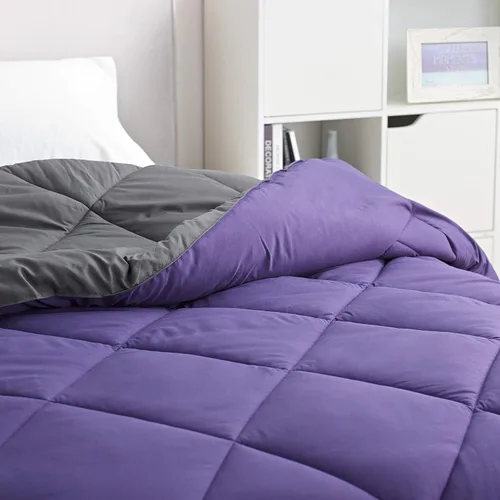 Vista 2 de DormCo Edredón tamaño individual de Purple Reign/Faded Black - Ropa de cama de gran tamaño individual XL