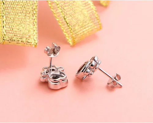 Vista 5 de Pendientes de tuerca de plata esterlina S925 con estampado de pata de perro y gato