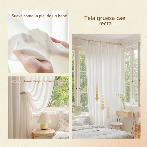 Vista 5 de 2 cortinas de ventana de lino sintético con plisado de pellizco, color blanco, de 84 pulgadas de largo, lujosas, de terciopelo, de tacto suave