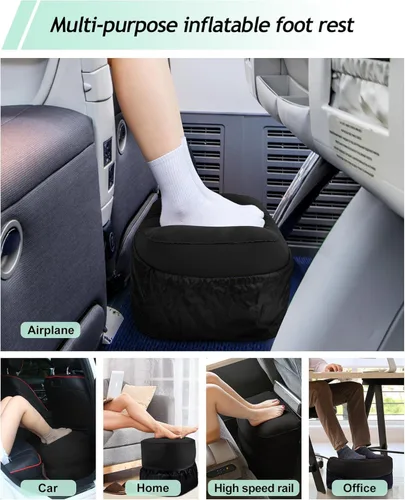 Vista 4 de Almohada Reposapiés Inflable para Viaje, Cama de Avión para Niños, Almohada de Reposo de Piernas de 3 Capas Ajustable, Artículos Esenciales de Viaje