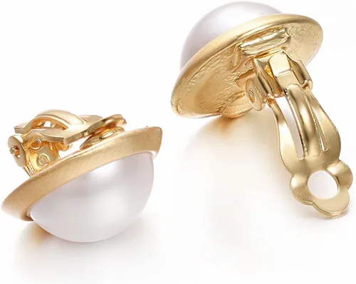 Vista 12 de Yoursfs Clip on Earrings for Women Round Faux Pearl Earrings Clipon 18K Gold Plated Non Pierced Earring Jewelry
