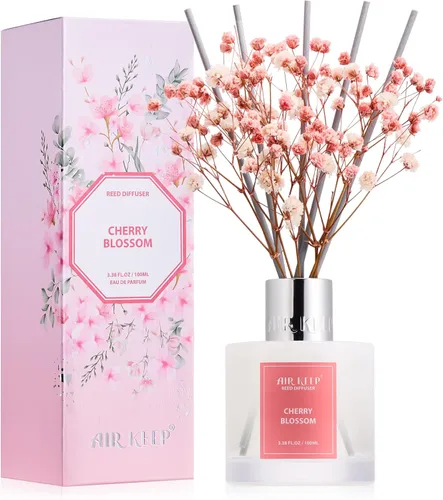 Vista 46 de Airkeep Juego de difusor de varillas – 3.38 onzas líquidas (3.4 fl oz), difusor de aroma de bambú para el hogar, incluye 8 varillas difusoras