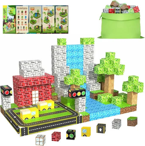 Vista 8 de WSHIMIN Princess Castle Toys Bloques de construcción magnéticos para niños de 4 a 8 años, juguetes sensoriales STEM magnéticos