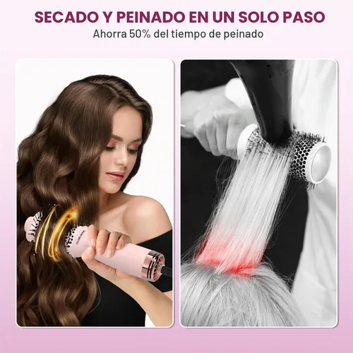 Vista 5 de Cepillo secador automático de pelo de viaje de doble voltaje, compacto mini cepillo de aire caliente con enchufe europeo, secadora de un paso