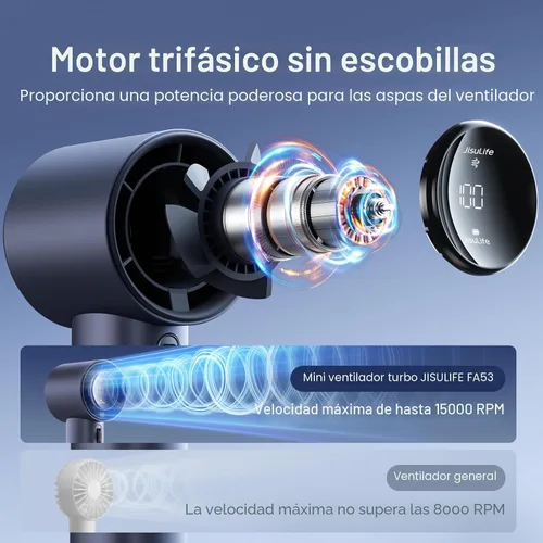 Vista 2 de JISULIFE Ventilador de mano Pro1S - Flujo de aire de última generación Azul estelar