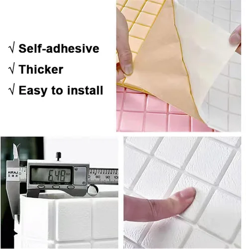 Vista 5 de Melairya Paneles de pared 3D, papel tapiz de ladrillo de espuma para dormitorio, panel de pared de piedra sintética, papel tapiz autoadhesivo