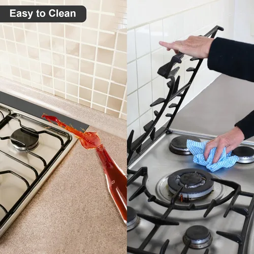 Vista 7 de Llenador de huecos para estufas de 15.7" a 28", kit de llenado trasero de cocina empotrable – Protector contra salpicaduras de acero inoxidable