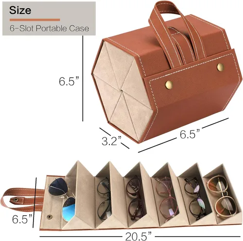 Vista 2 de Vemiss Estuche portátil para gafas de sol, organizador de gafas de sol de viaje, soporte para gafas de sol para mujeres y hombres