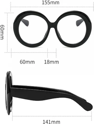 Vista 6 de willochra Lentes de lectura redondos de gran tamaño estilo Oprah con bisagra de resorte para computadora con bloqueo de luz azul para mujeres y Negro
