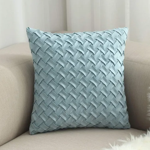 Vista 20 de vctops Funda de Almohada Decorativa con Patrón de Tejido de Canasta Boho, Gamuza Súper Suave, Funda de Cojín de Acento Cuadrada Sólida para Sillón