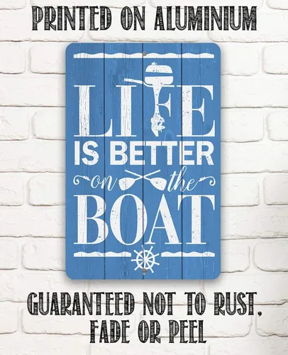 Vista 7 de Letrero de metal – Life Is Better On The Boat – Letrero de metal duradero (no impreso en madera) – Uso en interiores y exteriores – Gran regalo
