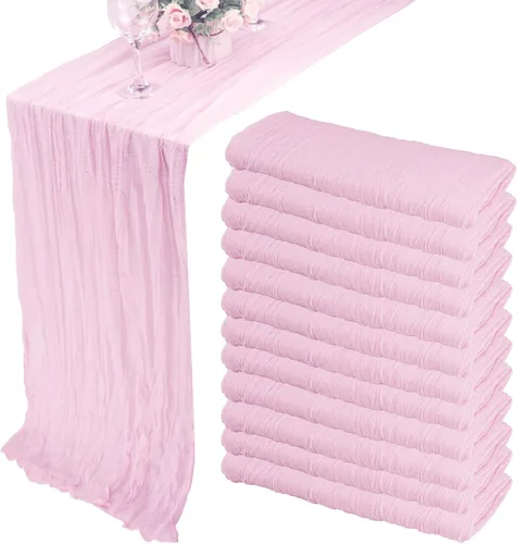 Vista 20 de Pack de 12 caminos de mesa de estopilla de 35x72 pulgadas, bohemio, de gasa, rústico, tela de queso, camino de mesa largo romántico para boda Azul