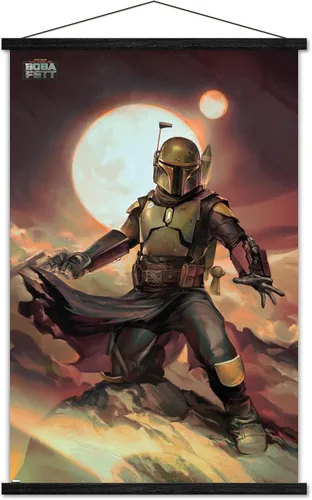 Vista 8 de Trends International Star Wars: The Book of Boba Fett - Póster de pared de Boba on Tatooine, 14.725 x 22.375 pulgadas, versión enmarcada de madera