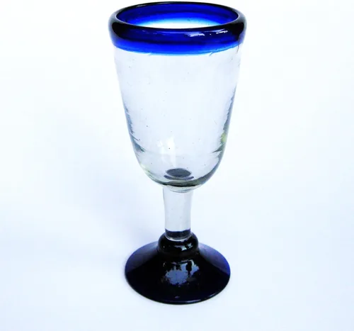 Vista 15 de Copas de agua con borde azul cobalto de 11 onzas (juego de 6), vidrio reciclado, sin plomo, sin toxinas (copa curvada de 11 onzas)