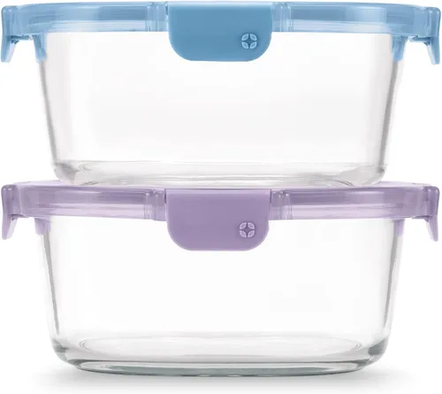 Vista 9 de Ello Color Lock Glass Meal Prep Sets Leak-Proof Glass Food Storage Containers with Airtight BPA-Free Plastic Lids, Dishwasher, Microwave, and