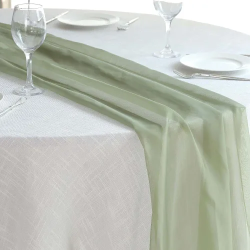 Vista 12 de Tableclothsfactory Camino de mesa de gasa de amatista de 22 x 80 pulgadas para bodas, fiestas, banquetes, decoración, ajuste rectangular y mesa