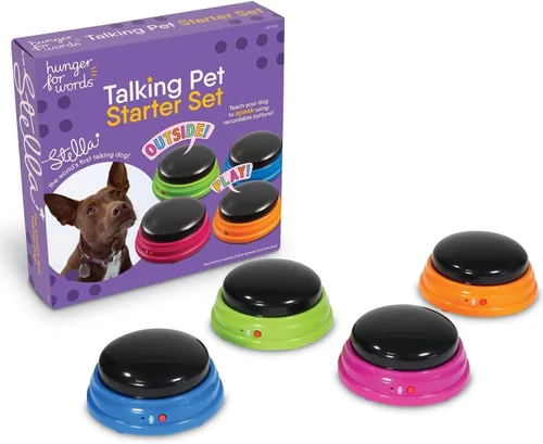 Vista 6 de Hunger for Words Set de Inicio de Botones Parlantes - Botones Grabables para Enseñar a Tu Perro a Comunicarse, Juegos de Entrenamiento para Perros
