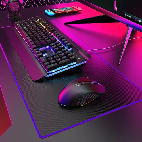 Vista 7 de WEEMSBOX Ratón inalámbrico para juegos, mouse ergonómico recargable RGB para PC, con 9 efectos de iluminación RGB de hasta 10000 DPI, 10 botones