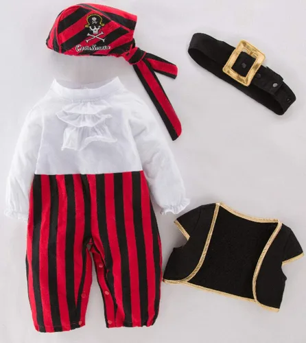 Vista 2 de Conjunto de 4 piezas de disfraz de pirata de Halloween para bebé Cap'n Stinker.