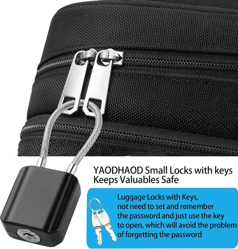 Vista 4 de YAODHAOD Cerraduras de equipaje con llaves, cerraduras de cable de tamaño mini con llaves para cerradura de maleta de viaje, candado para cerradura
