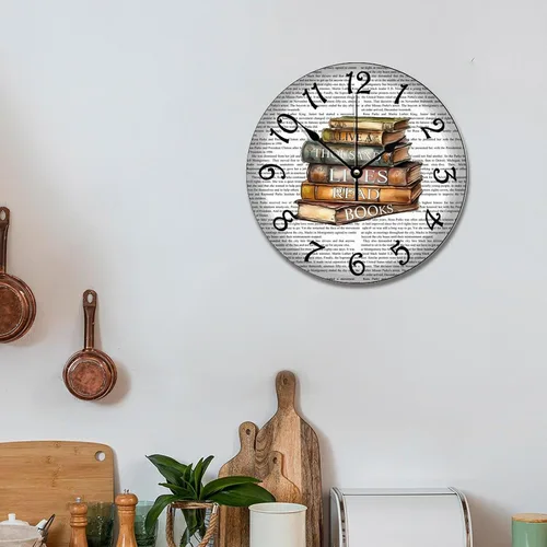 Vista 58 de Reloj de pared de guitarra acústica con aspecto de madera natural, reloj de madera rústico y elegante, 10 silenciosos, sin tictac, de cuarzo