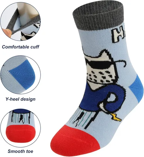 Vista 3 de HUMAN FEELINGS Calcetines para niños calcetines deportivos para niños de 4 a 12 años paquete de 5 pares de calcetines de vestir Azul-Blanco