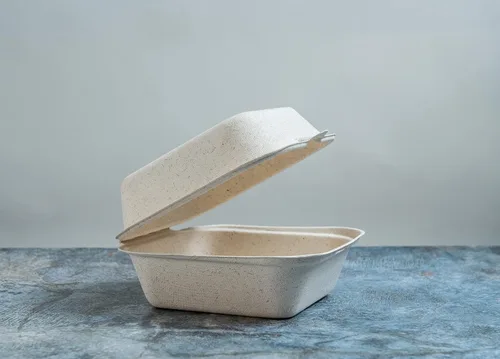 Vista 2 de Green Wave Ovation OV-B066 - Contenedor de alimentos de 1 compartimiento de 6 x 6 x 3 pulgadas, 1 compartimento, bagazo de aspecto de mármol