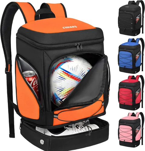 Vista 16 de Mochila de fútbol, bolsa de fútbol con soporte para pelotas, incluye zapatos de tacos separados y compartimento para bolas, bolsas