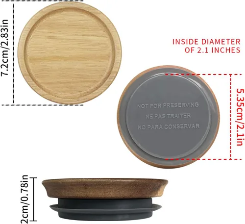 Vista 2 de Ball - Juego de 4 tapas de madera para tarros de boca regular con anillos de sellado de silicona, tapas de almacenamiento herméticas