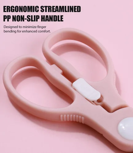 Vista 7 de Tijeras de comida para bebés, tijeras de cocina - Paquete de 2 tijeras portátiles saludables y lindas para niños con bloqueo de seguridad y estuche