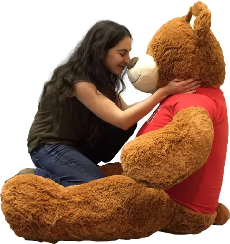 Vista 4 de Big Plush Oso de peluche gigante de 5 pies – Wearing You are Special camiseta de 60 pulgadas suave color marrón canela enorme oso de peluche