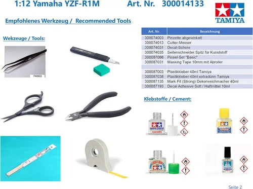 Vista 6 de Tamiya 14133 1/12 Yamaha YZF-R1M Kit de modelo de plástico para motocicleta