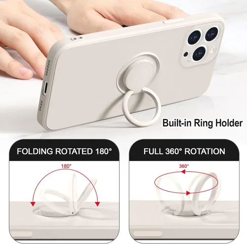 Vista 4 de Hython Funda para iPhone 12 Pro Max con soporte de anillo [soporte de anillo giratorio de 360° con soporte magnético] [forro de microfibra suave]