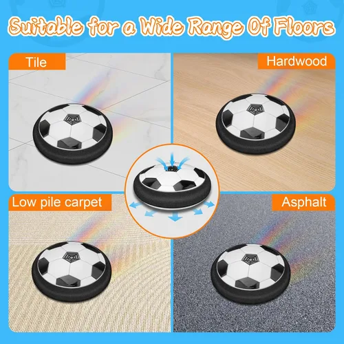 Vista 4 de Nazano Balón de fútbol LED Hover, juego de fútbol flotante con 2 porterías, juego de fútbol interior para niños y niñas, regalos de cumpleaños