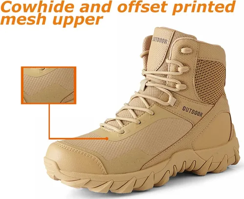 Vista 5 de Kervaky Botas tácticas militares para hombre, botas de trabajo ligeras, botas de senderismo