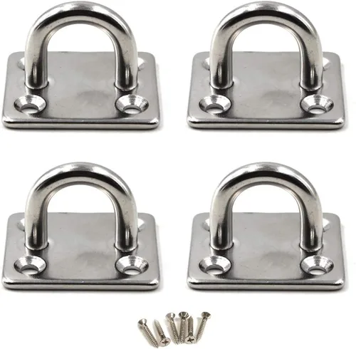 Vista 10 de Flomore M10 - Gancho de techo para placa de ojo de acero inoxidable 304, resistente para colgar (paquete de 2, tornillos incluidos)