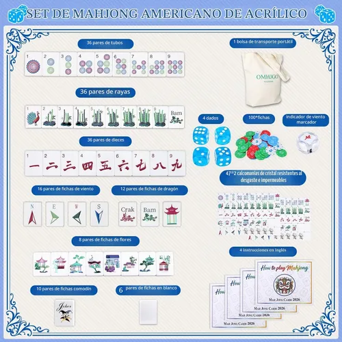 Vista 4 de Juego de azulejos de Mahjong americanos de acrílico 160