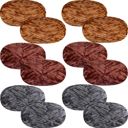 Vista 25 de 4 piezas de 400g de hilo de terciopelo chenilla suave para tejer a ganchillo, hilo esponjoso y cálido para tejer y ganchillo, manualidades DIY Rosa