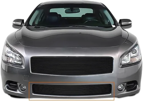 Vista 9 de PIT66 Parachoques delantero inferior Billet Grill Combo Inserto compatible con Nissan Maxima 2009-2014 Negro N87774H
