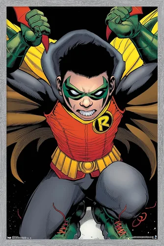 Vista 12 de Trends International DC Comics - Póster de pared de Robin - Damian Wayne, 14.725 x 22.375 pulgadas, versión enmarcada de madera de granero