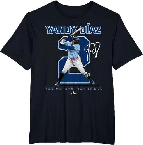 Vista 22 de Camiseta Number and Portrait Yandy Diaz Tampa Bay MLBPA, Negro